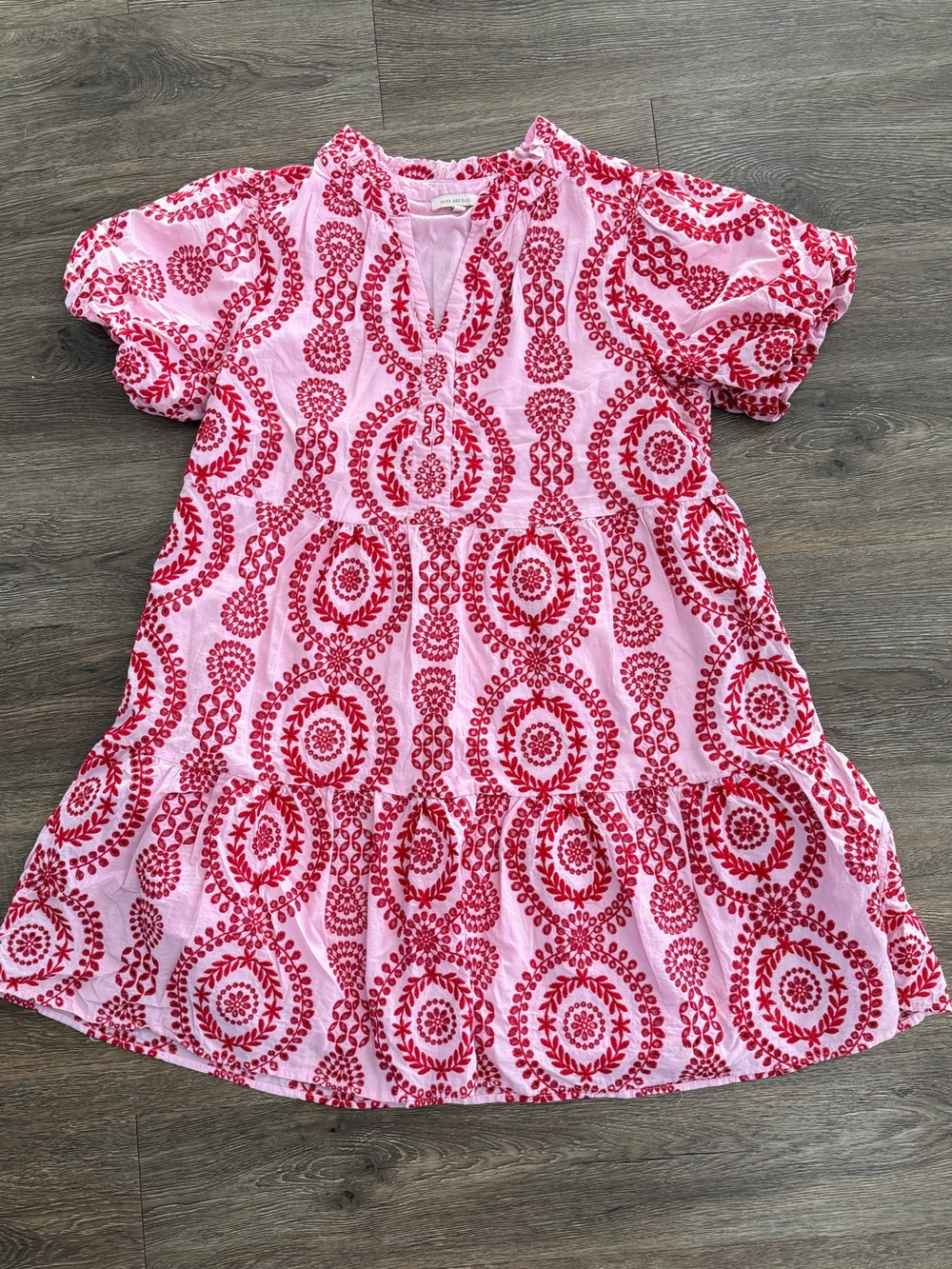 Skies Are Blue Pink & Red Embroidered Dress